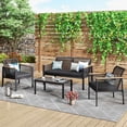 SUNTONE Patio Furniture Sofa Set 4 Piece All Weather Wicker Outdoor