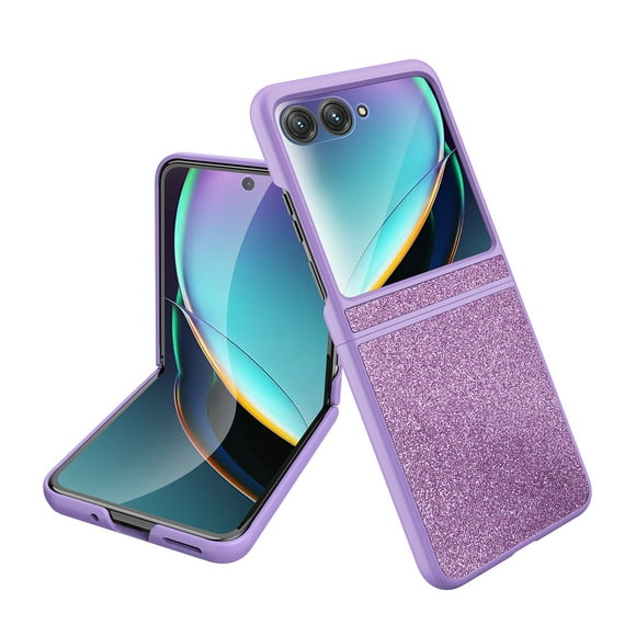 for Motorola Razr 2024 Case, Luxury Glitter Sparkle Bling Shiny Diamond Rhinestone Case with Flexible Electroplated TPU Bumper Slim Phone Case Cover for Motorola Razr 2024 - Purple