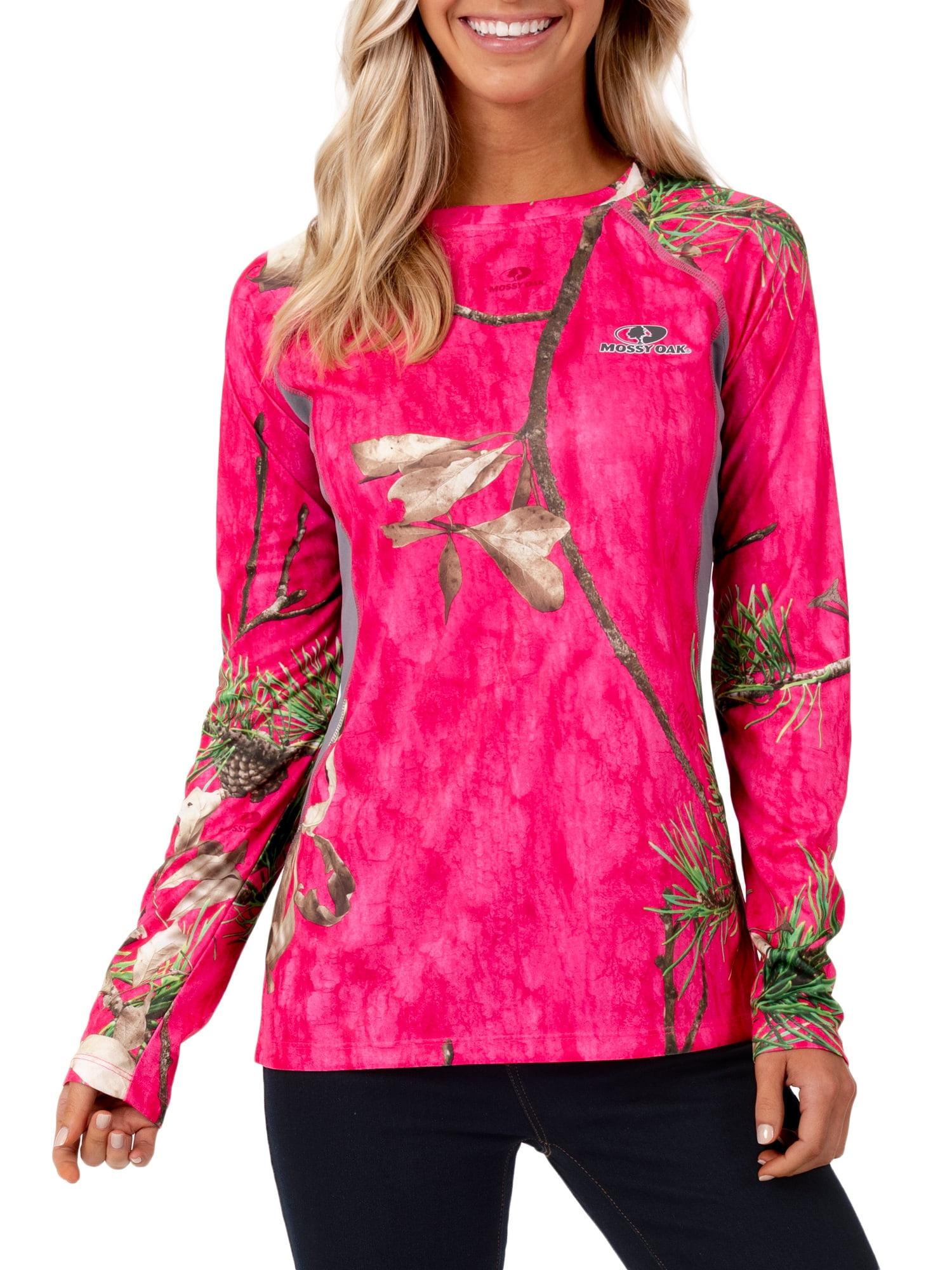 Women's Camo Long Sleeve Color Block Performance Tee Shirt - Walmart 