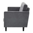 thumbnail image 3 of Tufted Sofa, Velvet, Grey Gray, Modern Contemporary Urban Design, Living Lounge Room Hotel Lobby Hospitality, 3 of 9