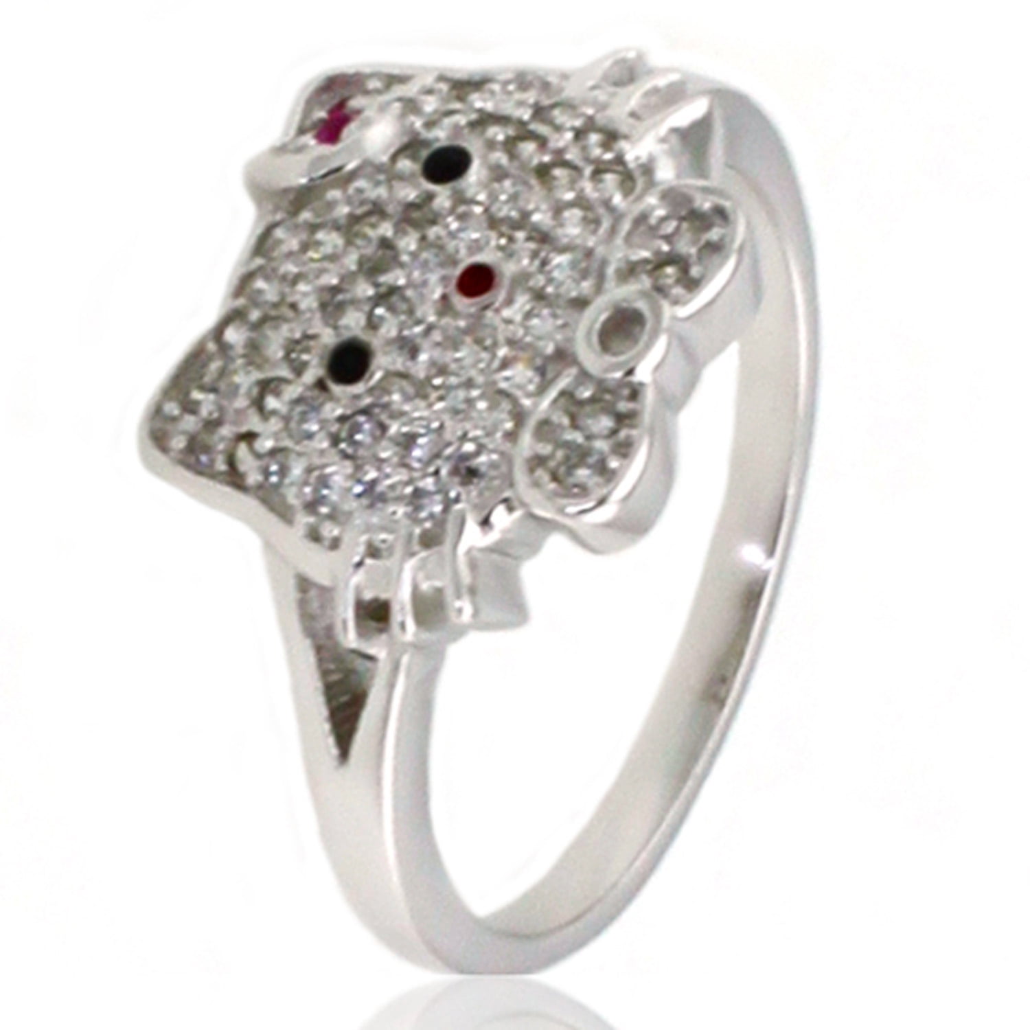 Details about   Hello Kitty Ring Cubic Zirconia Heart And Ribbon 925 Sterling Silver Ring 