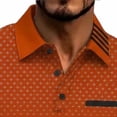 thumbnail image 4 of FAWUUDO Men's Print Shirts Half Button Lapel Collar Casual Silm Fit Short Sleeve with Pocket Orange, 4 of 6