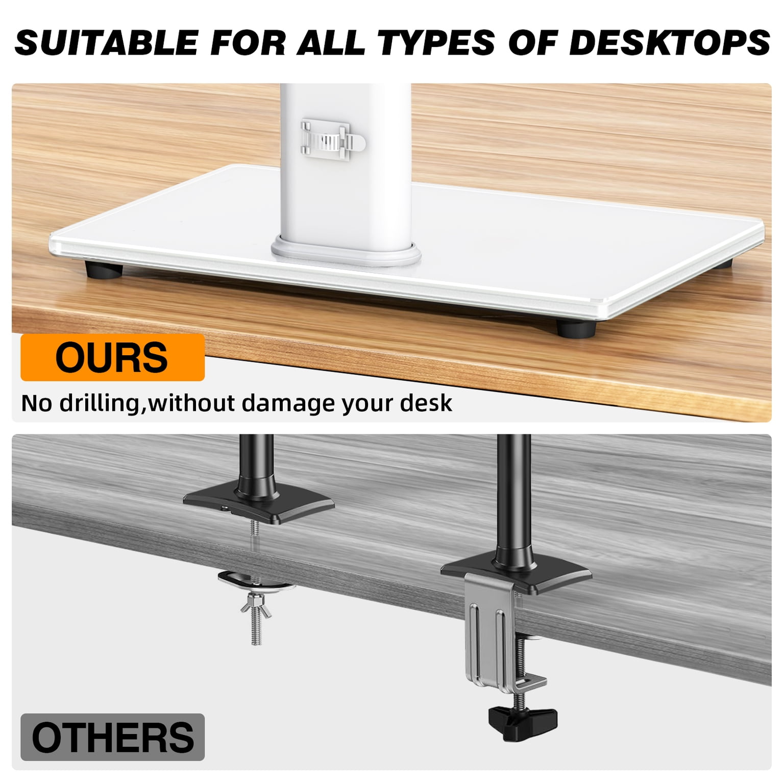 TAVR Furniture 360° Rotatable Table Top TV Stand for 13-32 inch TVs, 44 lbs Capacity, VESA 75x75mm 100x100mm, White