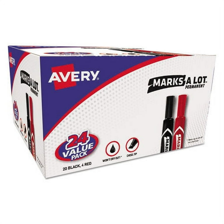 MARKS A LOT Regular Desk-Style Permanent Marker Value Pack, Broad Chisel Tip, Assorted Colors, 24/Pack (98187) MARKS A LOT Regular Desk-Style Permanent Marker Value Pack, Broad Chisel Tip, Assorted Colors, 24/Pack (98187)