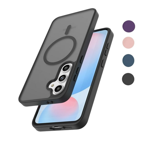 Magnetic for Samsung Galaxy S24 FE Case, Takfox [15FT Military Grade Protection] [Compatible for Mag-Safe] Translucent Matte Hard Back for Galaxy S24 FE 6.7 Inch, Magnetic-Black