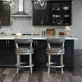 thumbnail image 4 of Maven Lane Alexander 26" Swivel Counter Stool – Kitchen Stool in Reclaimed Oak Finish & Ronan Stone Vegan Leather Upholstery - 180° Swivel, Nailhead Trim – Wooden Chair for Kitchen Islands, Home Bars, 4 of 10