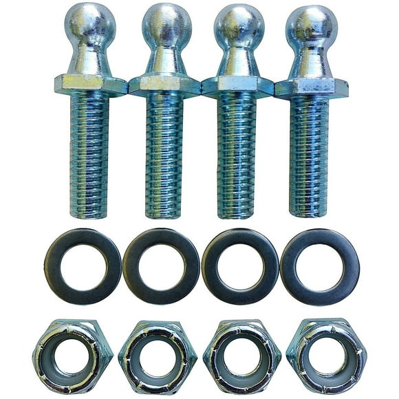 (4 Pack) 10mm Ball Studs with Hardware - 516-18 Thread x 1 Long Shank - gas Lift Support Strut Fitting