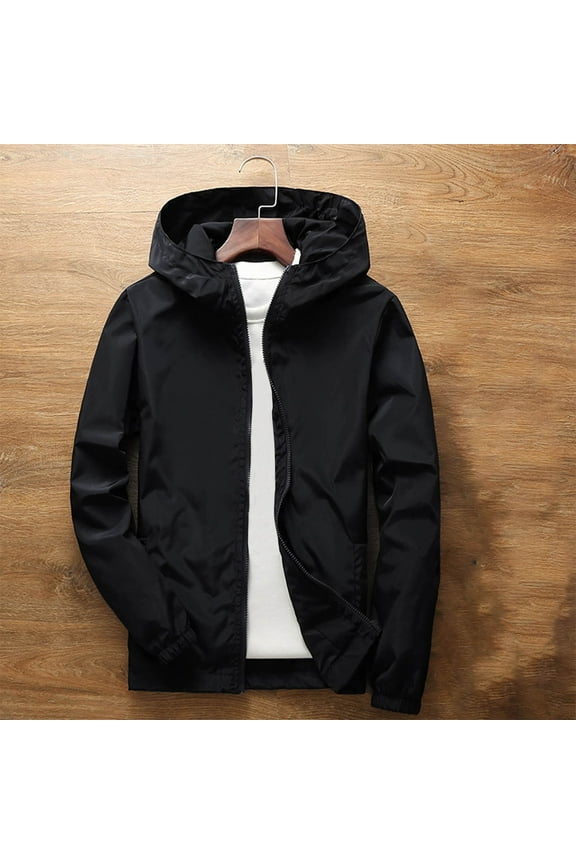 Boys Lightweight Waterproof Rain Jacket Solid Winderbreaker Soft Shell Jackets Casual Windproof Zip Up Jackets with Hood for Hiking Running Outwear