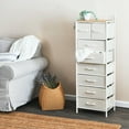 thumbnail image 3 of Household Essentials Victoria Dresser Tower Storage Organizer with 8 Drawers White Metal Frame and Coastal Oak Rustic Wood Grain Top, 3 of 7