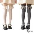 thumbnail image 2 of Godderr Baby Kids Girl's Knee High Socks with Bow 3-12Y Little Girl's Dress Socks Cotton Tube Long Socks Non-slip Socks 2 Pairs, 2 of 8