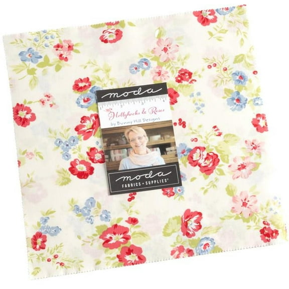 Hollyhocks & Roses Layer Cake by Bunny Hill Designs; 42 - 10" Precut Fabric Quilt Squares