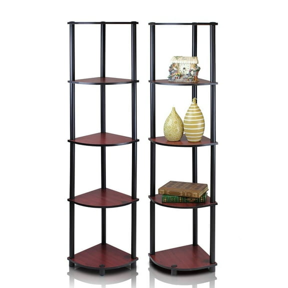 Furinno Turn-N-Tube Corner Display Rack Multipurpose Shelving Unit-Finish:Dark Cherry/Black,Quantity:2 Pack,Size:5-Tier
