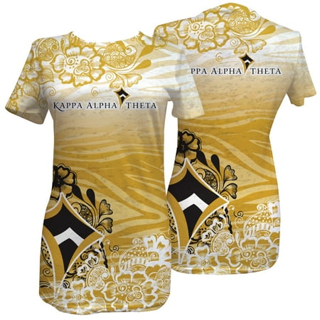 Burnout Zebra - Kappa Alpha Theta Gold Zebra Print Ladies Fashion Burnout Tee