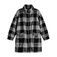 thumbnail image 4 of ZZkhGO Women's Winter Plaid Button‑Front Lapel Velvet Winter Jacket with Side Pockets Mid‑Length Double‑Sided Warm Coat, 4 of 6