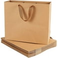 thumbnail image 1 of Paquete de 10 bolsas de papel kraft marrón de 28 x 32 x 11 cm con asas. Bolsas de compras, bolsas para fiestas, bolsas para mercancía, bolsas para bodas y eventos., 1 of 8