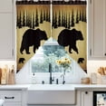 thumbnail image 2 of Swag Curtains Valances for Windows, Black Vintage Forest Bear Short Kitchen Window Curtains Over Sink, Country Farmhouse Pine Cafe Curtains Panel Set Of 2,Rod Pocket, 63 Inches Length Brown, 2 of 8