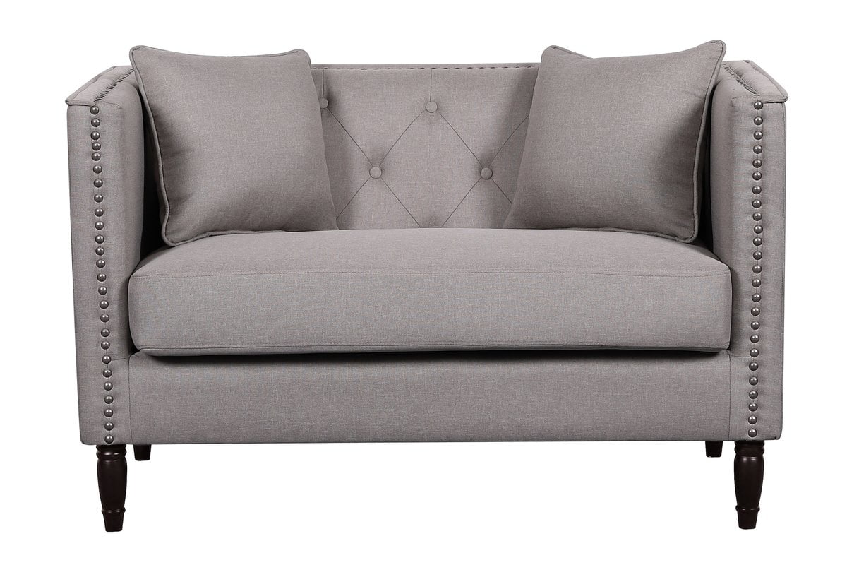 Adairsville Linen Tufted Nailhead Trim Chesterfield Loveseat