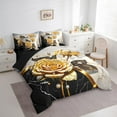 thumbnail image 3 of Manfei Chic Rose Flower 7pcs Bedding Twin Size, Aesthetic Black Gold Marble Comforter Sets with Sheets, Wild Butterfly Bed Set, Lightweight Bedroom Decorative, 3 of 8