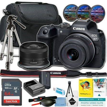 Canon EOS R7 Mirrorless Camera w/18-45mm lens   64GB Memory Card   Tripod   More (Beginner Bundle)