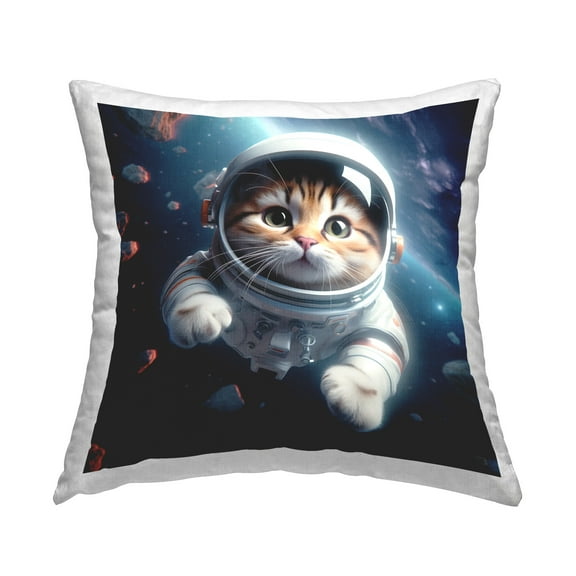 Stupell Industries Astronaut Cat in Space Decorative Printed Throw Pillow Design by RB