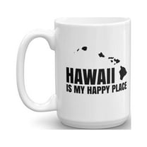 Hawaii Is My Happy Place With Map Coffee & Tea Gift Mug Cup, Party Favors, Supplies, Desk Decorations, Kitchen Table Accessories, Travel Vacation Souvenirs And Birthday Gifts For Men & Women (15oz)