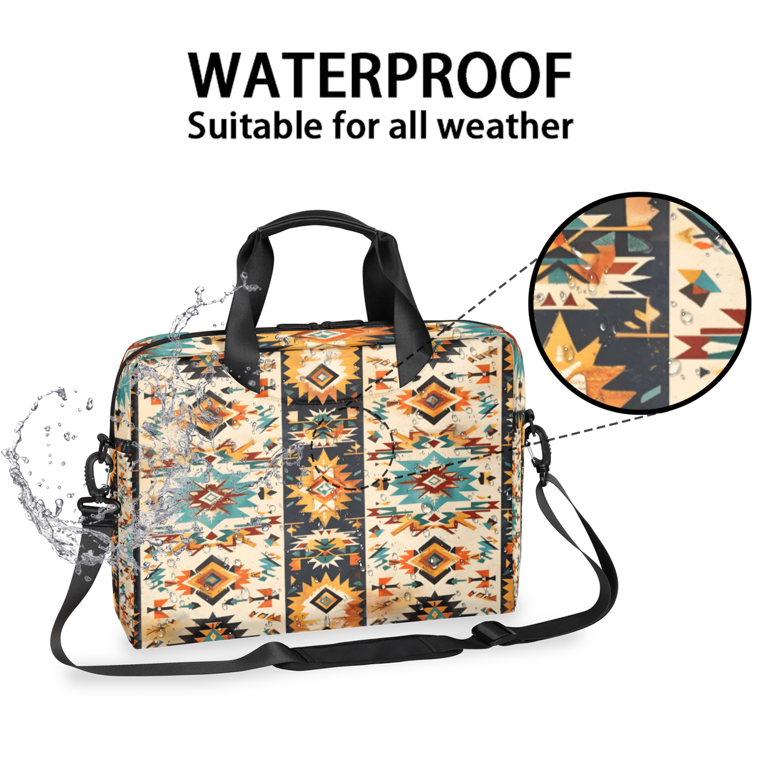 Herdesigns Boho Aztec Western Laptop Bag for Women Men, Computer Case Briefcase Messenger Bags, 15-15.6 inch Laptop Sleeve Shoulder Bag