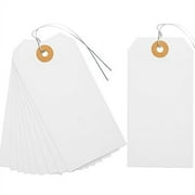 SallyFashion 120PCS White Shipping Tags, 4 3/4 x 2 3/8 inches Manila Label Tags Hang Tags with Wire