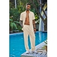 thumbnail image 2 of COOFANDY Men's 2 Piece Outfit Casual Short Sleeve Button Down Shirt Beach Summer Loose Pant Sets, 2 of 6