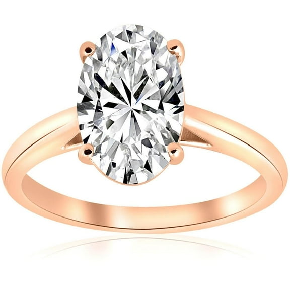 Pompeii 2ct Oval Cut Lab Grown Diamond Solitaire Engagement Ring 14k Rose Gold