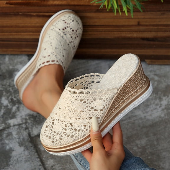 OKBOP Slip-On Sandals Medium Arch Closed Toe Espadrilles wedge sandals for Women High Heel Arch Support Slip-Resistant Platform wedge sandals