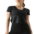 thumbnail image 3 of Femmes Entraînement T-Shirts Manches Courtes Ourlet Courbé Yoga Tops, 3 of 6