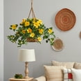 thumbnail image 3 of Nearly Natural Yellow Hibiscus Artificial Flower Hanging Basket Arrangement, 3 of 4