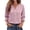 34#Pink, variant on Button Down Up 3/4 Sleeve Shirt V Neck Women Dressy Business Casual Blouse Work Tops Trendy