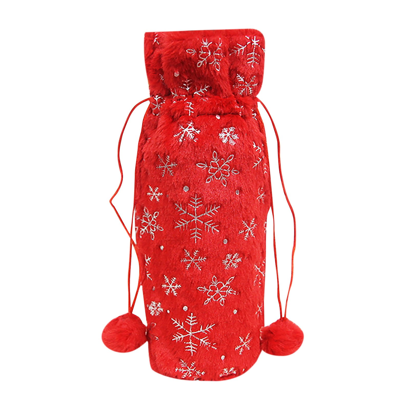 Heiheiup Christmas Bottle Bag Fluff Bottle Sleeves Christmas Decoration