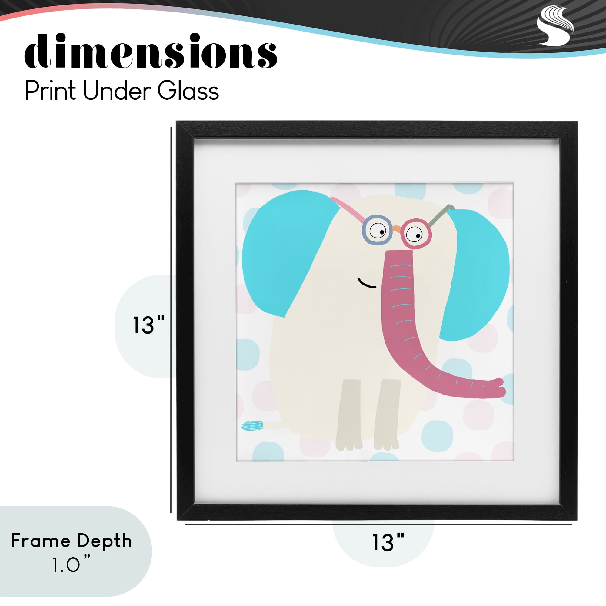 Stupell Industries Electric Blue Elephant Black Framed Print Under Glass, design by Carla Daly