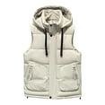 thumbnail image 3 of Zedker Men's Thicken Winter Vest Water-Resistant Puffer Hood Jacket Down Vest with Pockets Beige L, 3 of 6