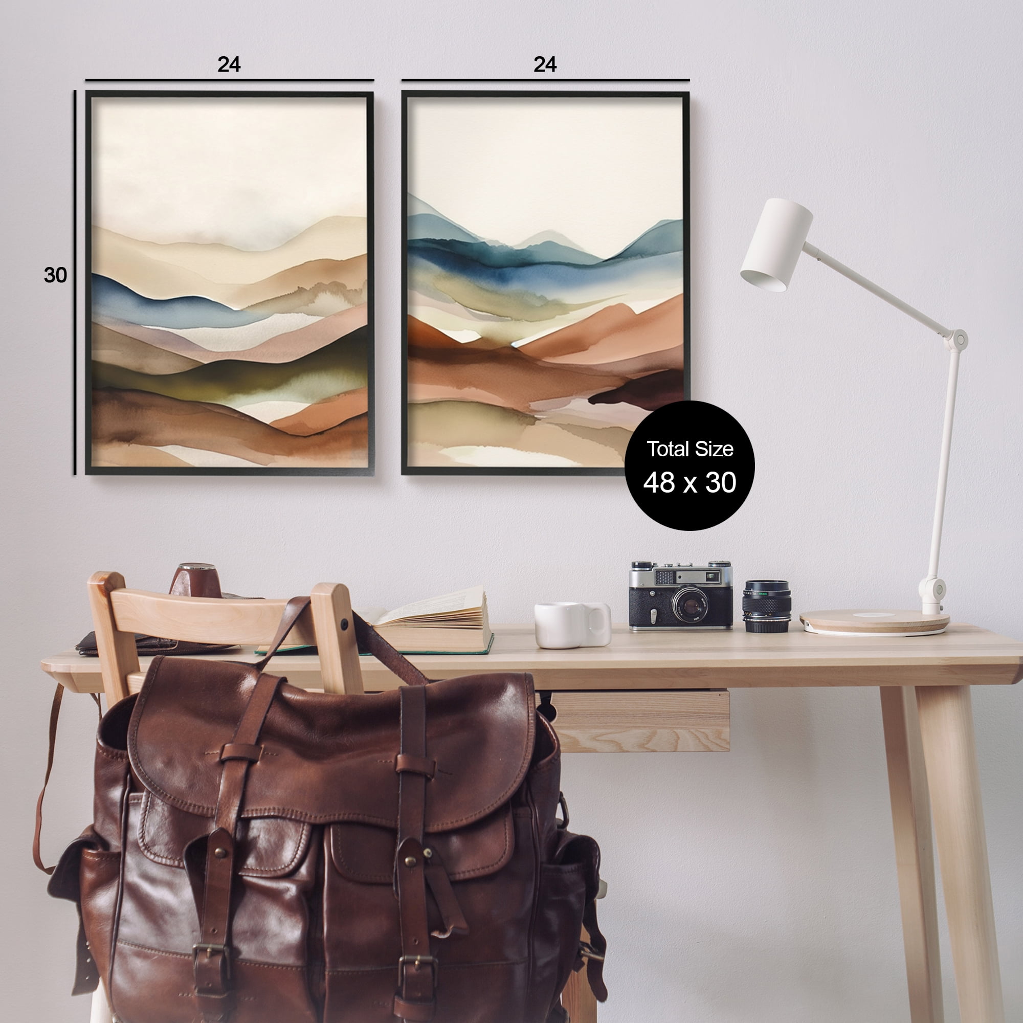 Stupell Industries Abstract Desert Dunes Landscape Painting Black Framed Art Print Wall Art, 24 x 30