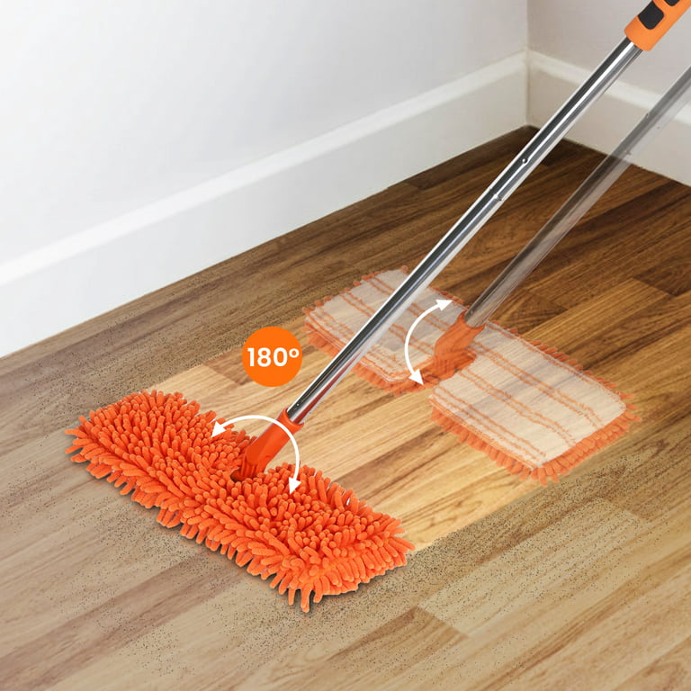 ZNM Microfiber Mop, Hardwood Floor Mop with 2 Microfiber Dust Pads, Wet &  Dry Flat Mops with Stainless Steel Handle for Home Tile Laminate Floor