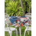 thumbnail image 3 of Outdoor Tablecloth with Umbrella Hole for Patio/Picnic/Party/Camping, Independence Day Waterproof Table Cloth Round Cover Washable, Gnomes American Flag Flowers Grey Wooden (Dia 54"), 3 of 9