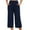 Navy, variant on Wide Leg Capris for Women Casual Pants with Pockets Yoga High Waist Solid Lightweight Summer Bottoms Red 2XL