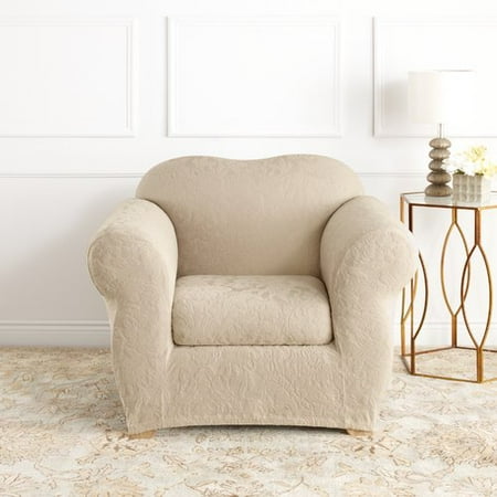 Sure Fit Stretch Jacquard Damask 2-Piece Chair Slipcover