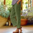 thumbnail image 4 of IDALL Linen Pants Women Petite Pants Women Fashion Solid Color Cotton Elastic Long Pants Beach Leisure Trousers A Of Baleaf Pants Women Baggy Pants Army Green L, 4 of 4