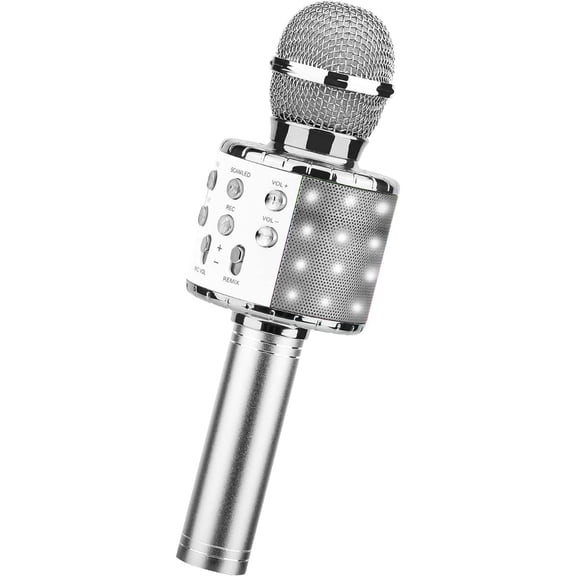 Bluetooth Karaoke Microphone, 4 in 1 Portable Wireless Microphone for Music, Echo Function, Compatible with Android, PC