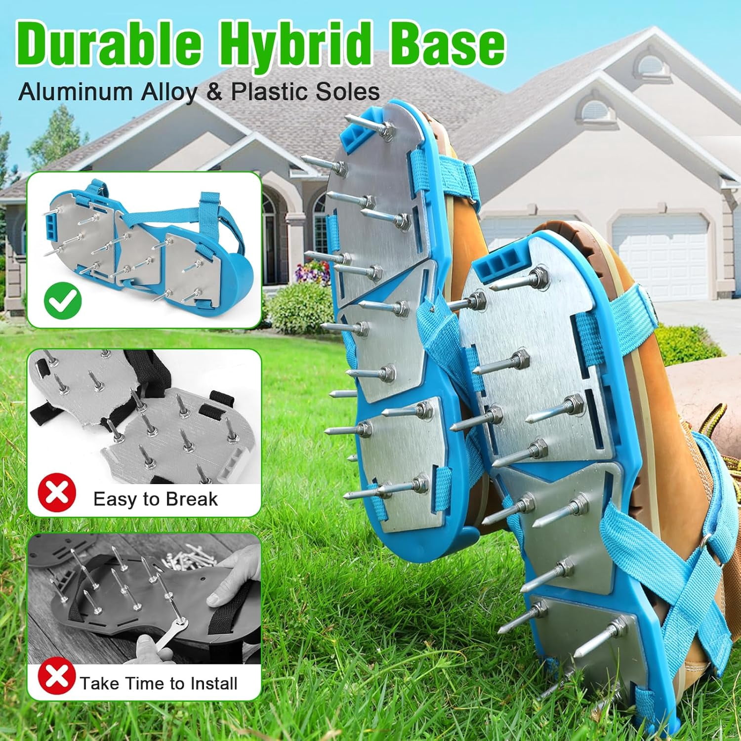 Lawn aeration shoes for grass - pre-assembled lawn aeration shoes for lawn - soil courtyard aeration tool for aeration terrace garden