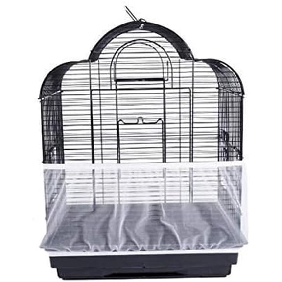 MISSMILE Universal Bird Cage Seed Catcher Seeds Guard Parrot Mesh Net Cover Stretchy Shell Skirt Traps Cage Basket Soft Airy Parrot Cage Skirt (M,White)