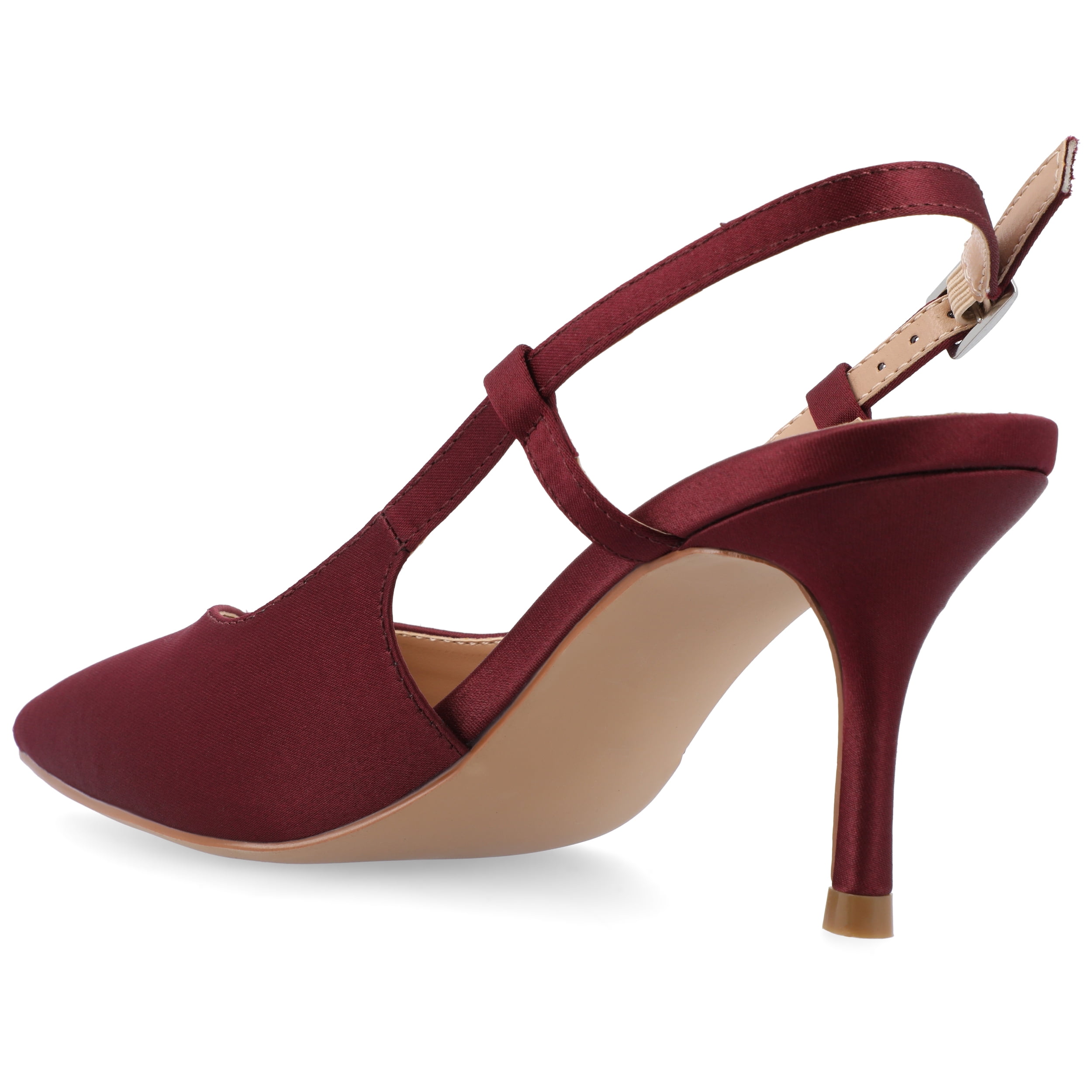 Journee Womens Knightly Sling Back Mid Stiletto Pointed Toe Pumps, Widths Available