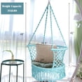 thumbnail image 4 of Costway Hanging Hammock Chair Cotton Rope Macrame Swing Indoor Outdoor Turquoise, 4 of 10