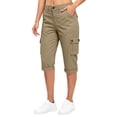 thumbnail image 5 of Women's Capri Pants Travel Hiking Straight Leg Joggers Casual Summer Drawstring Cropped Pants with Pockets Khaki XL, 5 of 5