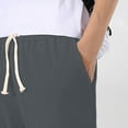 thumbnail image 2 of HAiming Men's Capri Pants Casual Loose Wide Leg Elastic Drawstring Waist Baggy Solid Color Summer Clothes, 2 of 9