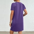 thumbnail image 3 of Summer Romper Dress for Women with Pockets,New Trendy 2026 Loose Fit Short Sleeve Ruched Sheath T-Shirt Dress, 3 of 7